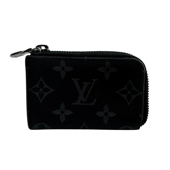 LOUIS VUITTON M63536 Porte Monnaie Jour Monogram Eclipse Coin Case Wallet Bla...